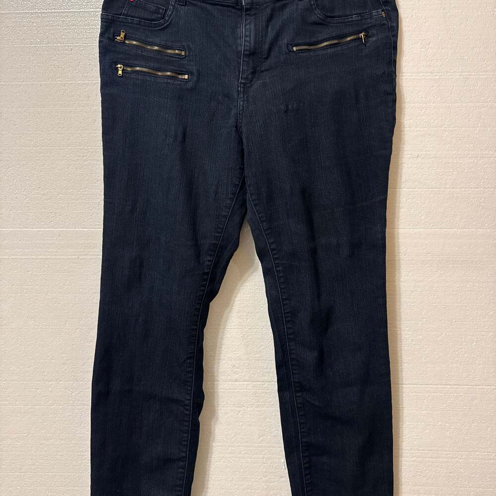 Sofia by Sofia Vergara Women's Black Zip Pocket Skinny Jeans size 14
